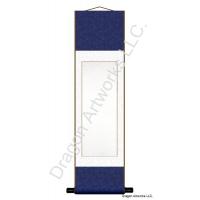 Navy Blue and White Blank Paper Wall Scroll Painting
